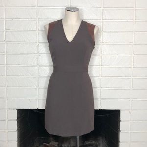 Plum leather trim dress